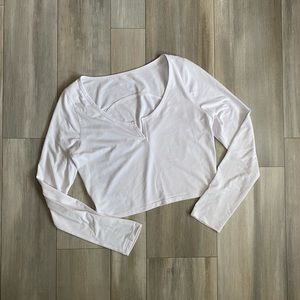 Lululemon White Crop Top Long Sleeve